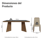 Juego de Comedor 4 Sillas Marrón/Negro/Imperial Arles Madesa