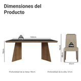 Juego de Comedor con Tapa de Madera 4 Sillas Marrón/Negro/Imperial Arles Madesa