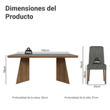 Juego de Comedor con Tapa de Madera 4 Sillas Marrón/Gris/Silver Arles Madesa