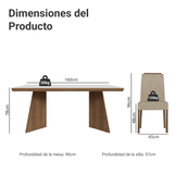 Juego de Comedor con Tapa de Madera 4 Sillas Marrón/Blanco/Imperial Arles Madesa