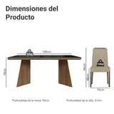 Juego de Comedor Tapa con Vidrio 4 Sillas Marrón/Negro/Imperial Todi Madesa