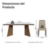 Juego de Comedor Tapa con Vidrio 4 Sillas Marrón/Blanco/Imperial Todi Madesa