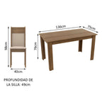 Juego de Comedor 6 Sillas Marrón/Crema/Beige Medelin Madesa