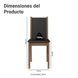 Juego de Comedor Madesa Ohana Mesa Tapa de Madera con 6 Sillas Marrón/Negro/Sintético Negro