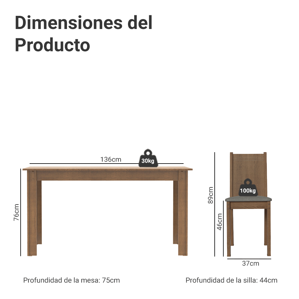 Juego de Comedor con Tapa de Madera 6 Sillas Marrón/Silver Analu