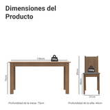 Juego de Comedor con Tapa de Madera 6 Sillas Marrón/Silver Analu