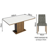 Juego de Comedor Mesa Tapa de Madera 6 Sillas Marrón/Blanco/Silver Hanna Madesa