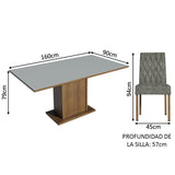 Juego de Comedor Mesa de Tapa de Madera 6 Sillas Marrón/Gris/Plata Hanna Madesa