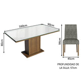 Juego de Comedor Mesa Tapa de Vidrio 6 Sillas Marrón/Blanco/Silver Alexis Madesa