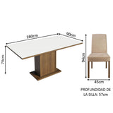 Juego de Comedor Mesa Tapa de Madera 6 Sillas Marrón/Blanco/Imperial Renata Madesa