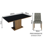 Juego de Comedor 6 Sillas Marrón/Negro/Silver Renata Madesa