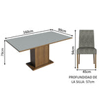 Juego de Comedor 6 Sillas Marrón/Gris/Silver Renata Madesa