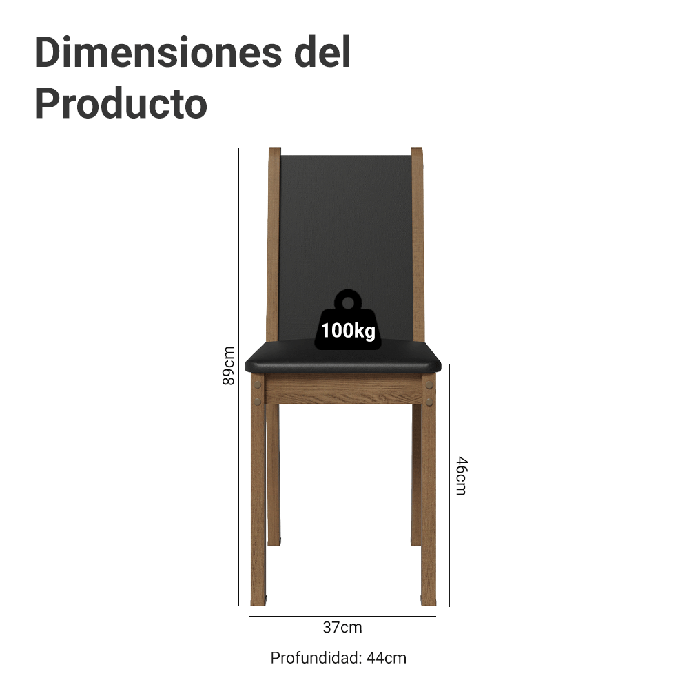 Juego de Comedor Mesa Tapa de Vidrio 6 Sillas Marrón/Negro Yolanda Madesa