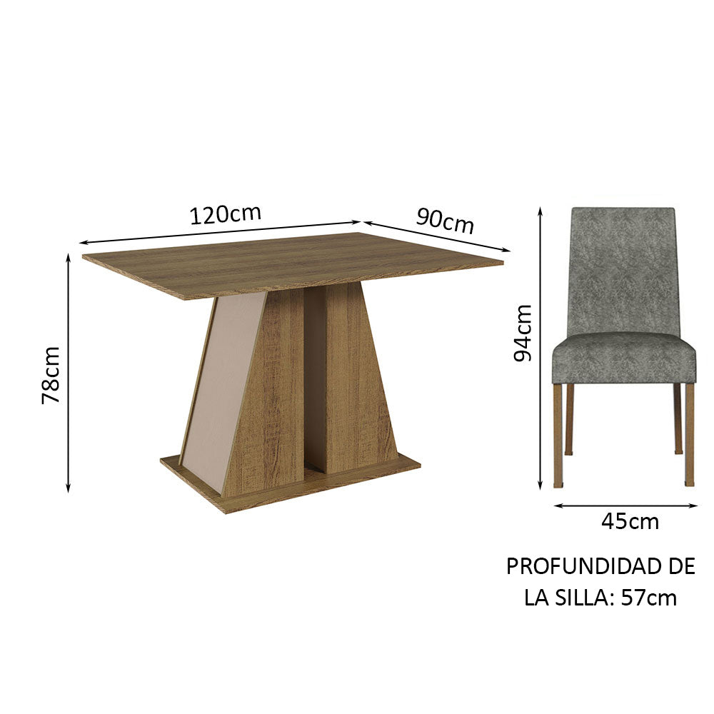 Juego de Comedor Mesa Tapa de Madera 6 Sillas Marrón/Crema/Silver Cheryl Madesa