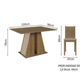 Juego de Comedor con Tapa de Madera 6 Sillas Marrón/Crema/Beige Sharon