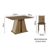 Juego de Comedor Mesa Tapa de Madera 6 Sillas Marrón/Crema/Negro Sharon Madesa