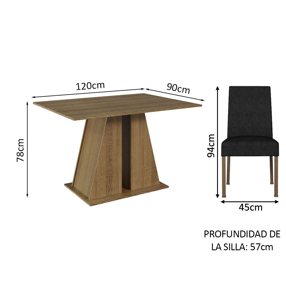 Juego de Comedor Mesa Tapa de Madera 6 Sillas Marrón/Oxford Cheryl Madesa