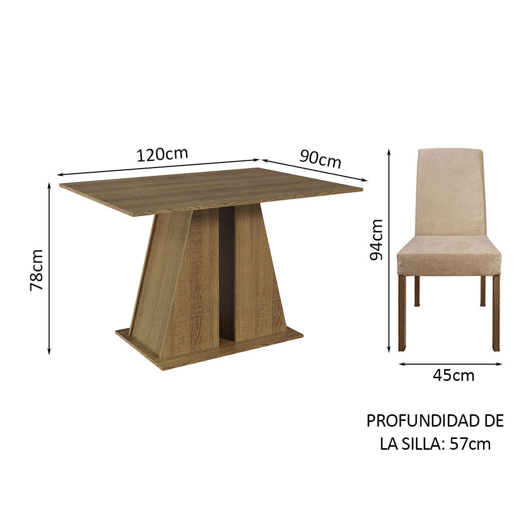 Juego de Comedor Mesa Tapa de Madera 6 Sillas Marrón/Imperial Cheryl Madesa