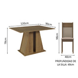 Juego Comedor Mesa con Tapa de Madera 6 Sillas Marrón/Beige Beverly Madesa