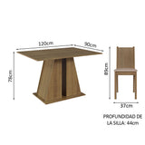 Juego de Comedor Mesa Tapa de Madera 6 Sillas Marrón/Beige Sharon Madesa