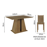 Juego de Comedor Mesa Tapa de Madera 6 Sillas Marrón/Beige Marrón Sharon Madesa