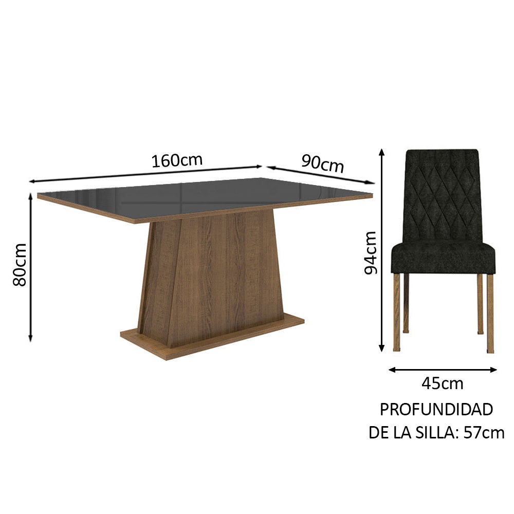 Juego de Comedor Mesa de Vidrio 6 Sillas Madesa Oxford MN 01