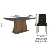 Juego de Comedor Mesa de Vidrio 6 Sillas Madesa Oxford MN 01