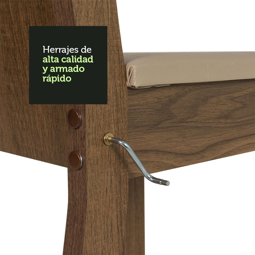 Juego de Comedor Mesa Tapa de Vidrio 6 Sillas Marrón/Sintético Beige Isla Madesa