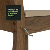 Juego de Comedor Mesa Tapa de Vidrio 6 Sillas Marrón/Sintético Beige Isla Madesa