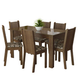 Juego de Comedor Mesa Tapa de Vidrio 6 Sillas Marrón/Tapizado Beige Marrón Isla Madesa