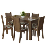 Juego de Comedor Mesa Tapa de Vidrio 6 Sillas Marrón/Hibiscos Isla Madesa