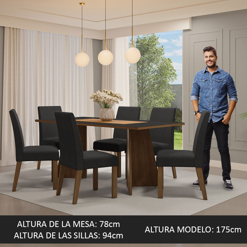 Mesa de Comedor con Mesa y 6 Sillas Simone Madesa MN 01