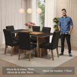 Mesa de Comedor con Mesa y 6 Sillas Madison Madesa MN