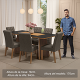 Mesa de Comedor con Mesa y 6 Sillas Madison Madesa MG