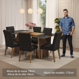 Juego de Comedor con Mesa y 6 Sillas Madesa Oxford MN 10