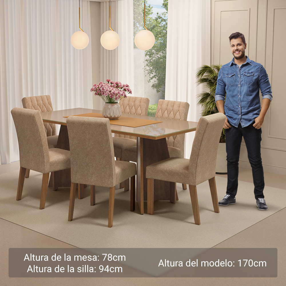 Mesa de Comedor con Mesa y 6 Sillas Marissa Madesa MC