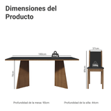 Conjunto Comedor Mesa Mesada de Vidro 6 Sillas Marrón/Negro Viola Madesa