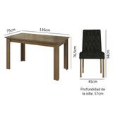 Juego de Comedor con Mesa de Tapa de Vidrio y 6 Sillas Marrón/Oxford Odara Madesa