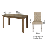 Juego de Comedor con Mesa de Tapa de Vidrio y 6 Sillas Marrón/Imperial Odara Madesa