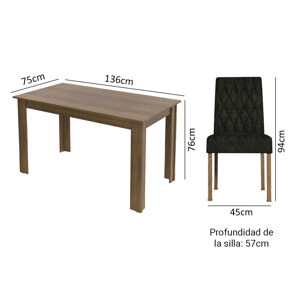 Mesa de Comedor con Mesa y 6 Sillas Madesa Allegro MN 01