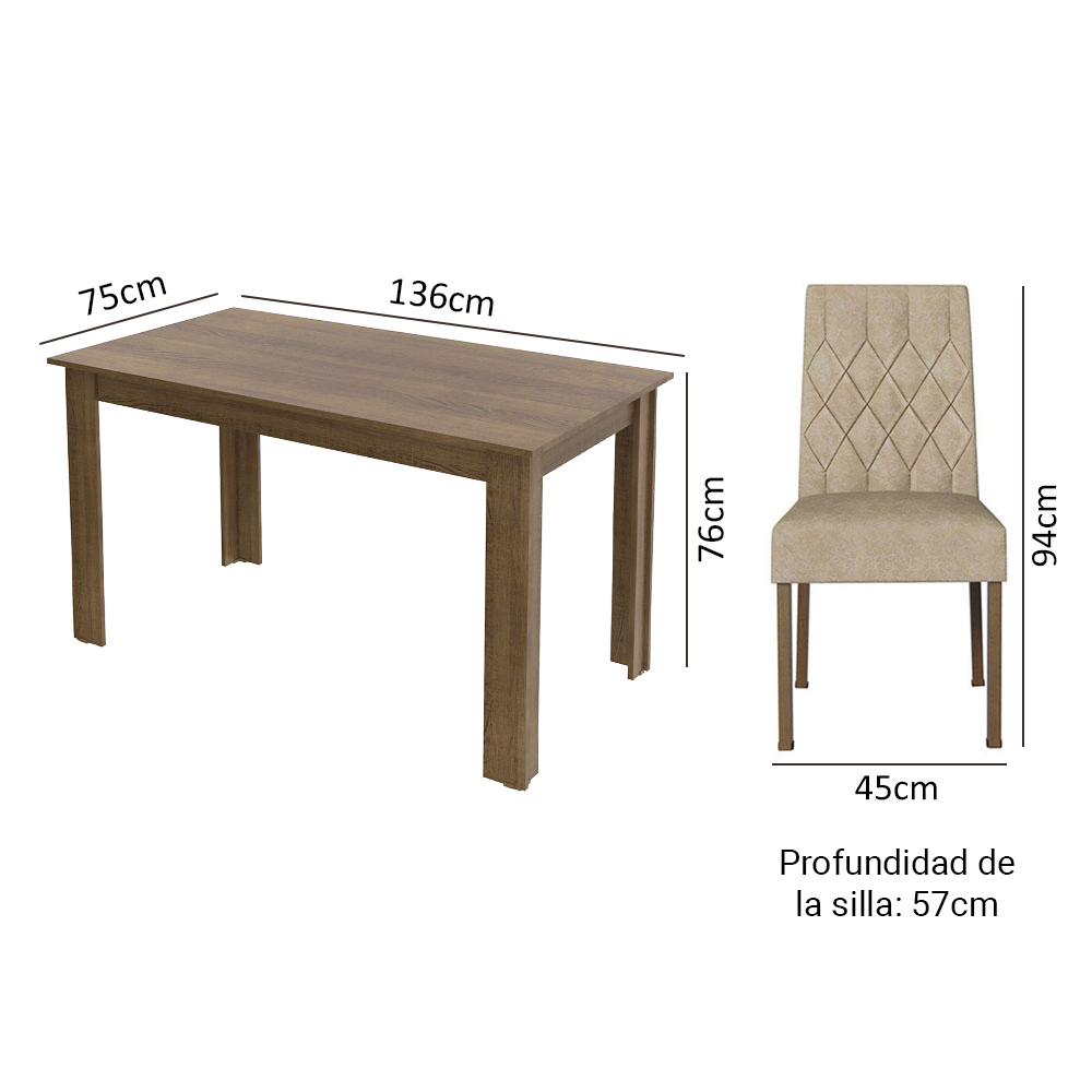 Mesa de Comedor con Mesa y 6 Sillas Madesa Allegro MI