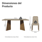 Juego de Comedor con Vidrio Sobrepuesto 6 Sillas Marrón/Crema/Imperial Siena Madesa