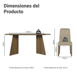 Juego de Comedor Mesada de Vidrio 6 Sillas Madrid Marrón/Crema/Imperial