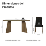 Juego de Comedor Mesada de Vidrio 6 Sillas Madrid Marrón/Negro/Oxford