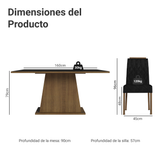 Juego de Comedor Tapa de Madera 6 Sillas Marrón/Negro/Oxford Cedro Madesa