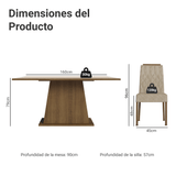 Juego de Comedor Tapa de Madera 6 Sillas Marrón/Crema/Imperial Hortelã Madesa