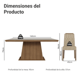 Juego de Comedor con Tapa de Madera 6 Sillas Marrón/Crema/Imperial Assis Madesa