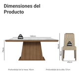 Juego de Comedor Tapa con Vidrio 6 Sillas Marrón/Blanco/Imperial Colmar Madesa