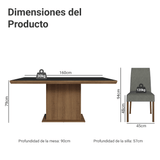 Juego de Comedor con Tapa de Madera 6 Sillas Marrón/Negro/Silver Grasse Madesa