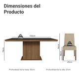 Juego de Comedor con Tapa de Madera 6 Sillas Marrón/Negro/Imperial Grasse Madesa